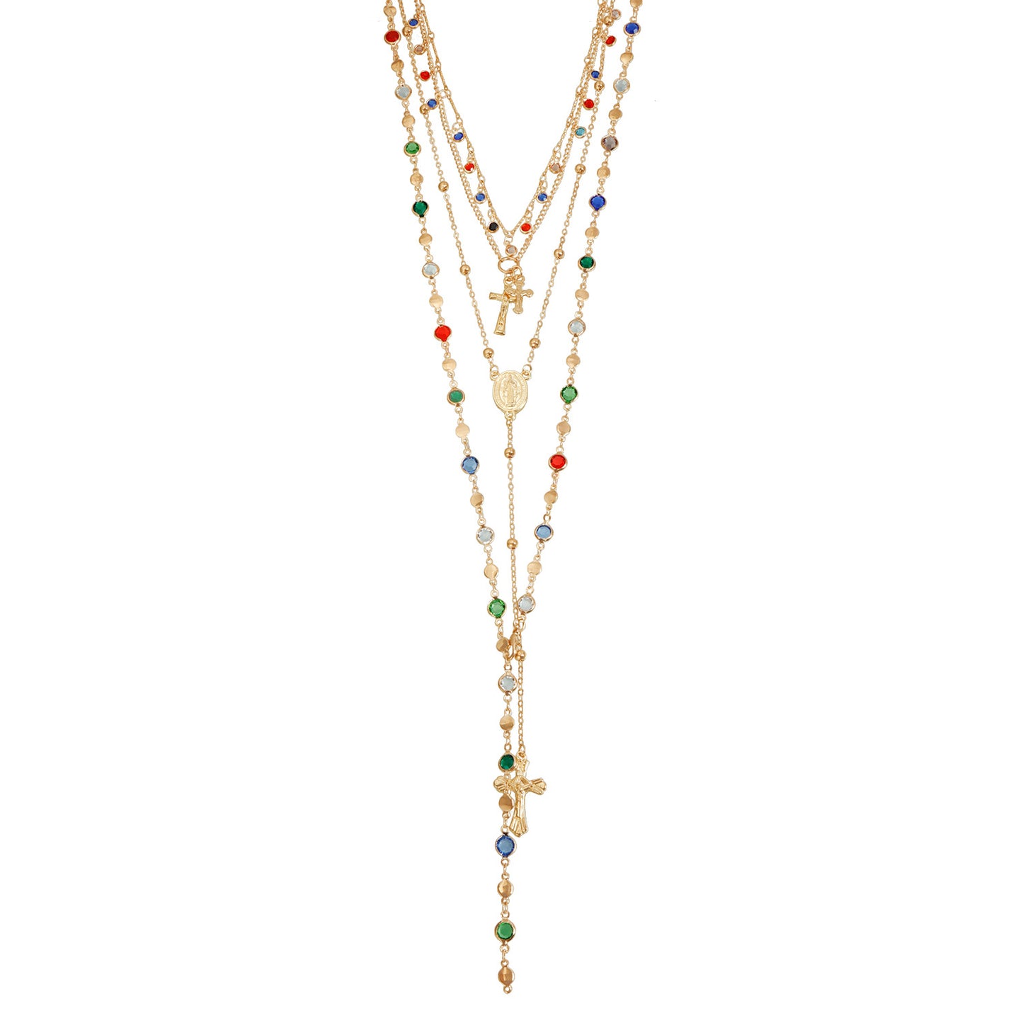 Fashion Geometric Cross Rhinestone Inlay Alloy Plated Y-Shape Necklace for Women