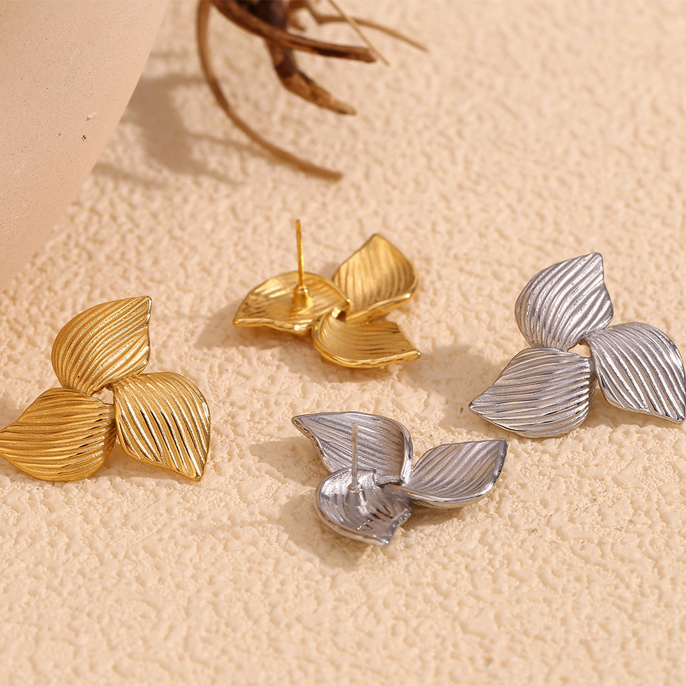 Orecchini geometrici in acciaio inossidabile placcati oro 18K da donna