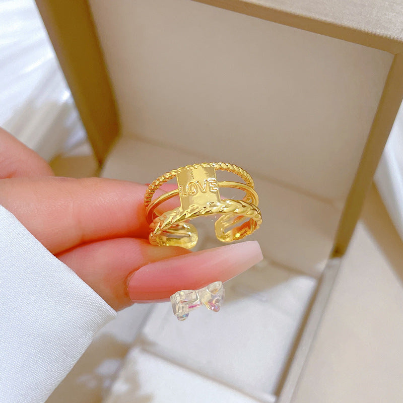 Minimalist Sweet Gold Plated Crown Shape Brass Ring for Women and Couples