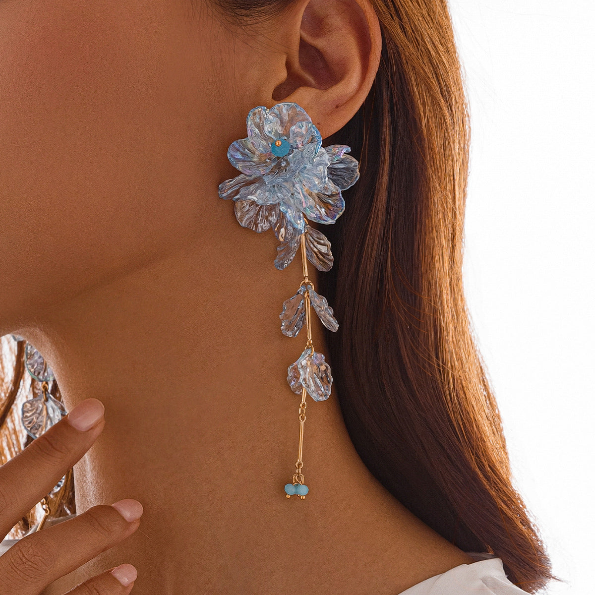 Minimalist Plated Acrylic Floral Earrings for Women
