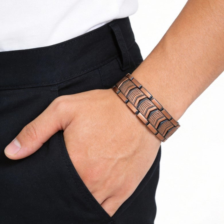 Vintage Geometric Zinc Alloy Plated Magnetic Bracelet for Men
