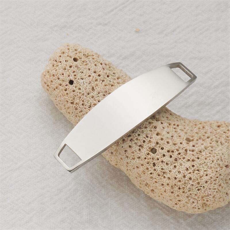 Ciondolo Bar Piatto Curvo in Acciaio Inossidabile con Olio a Goccia per Bracciale Fai-da-te