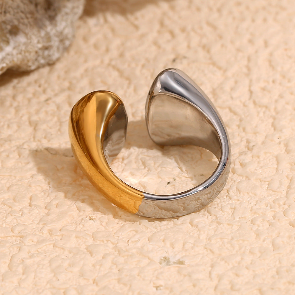 Anello Minimalista Geometrico da Donna in Acciaio Inossidabile Placcato Oro 18K
