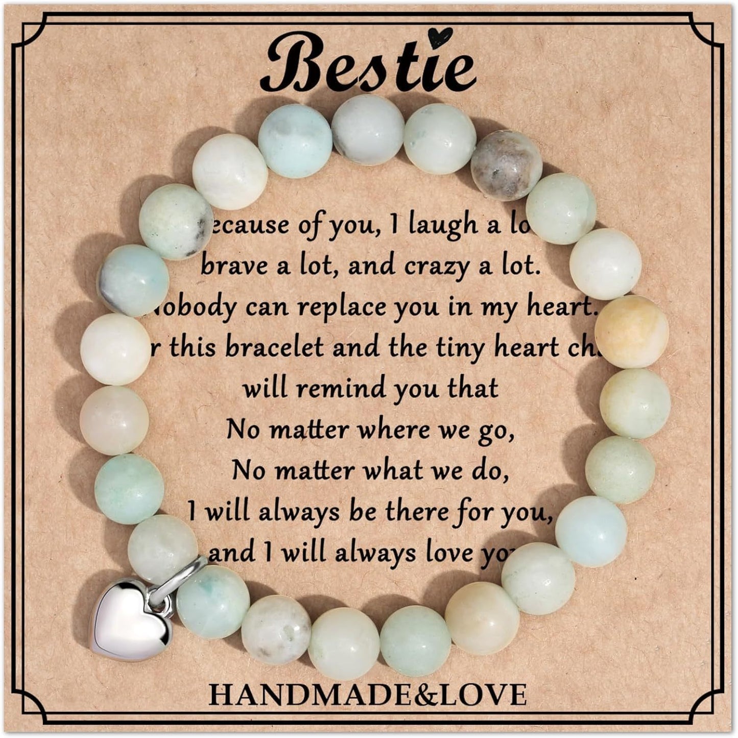 Sweet Zebra Print Heart Geometric Turquoise Beaded Bracelet