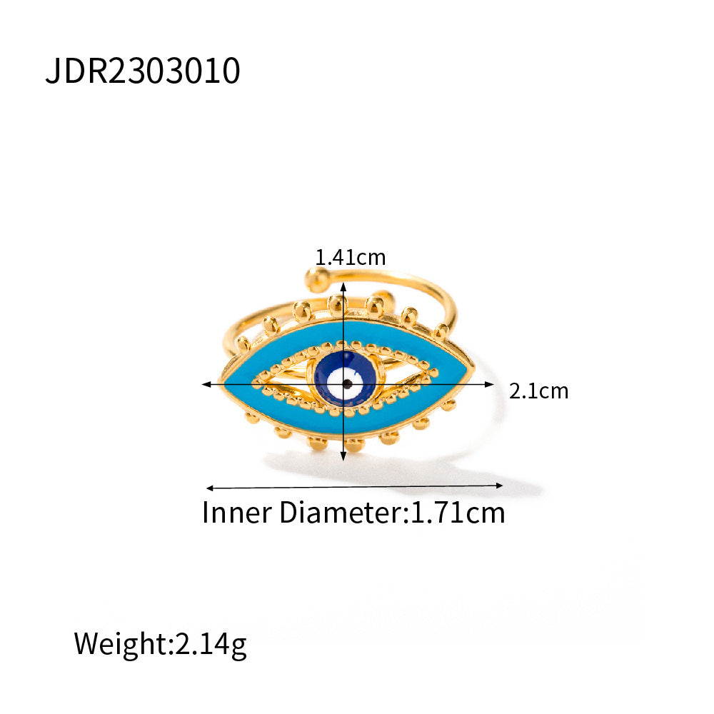 Anello da donna in acciaio al titanio con occhio di demone geometrico, placcato, gioiello di moda in acciaio inossidabile ipoallergenico