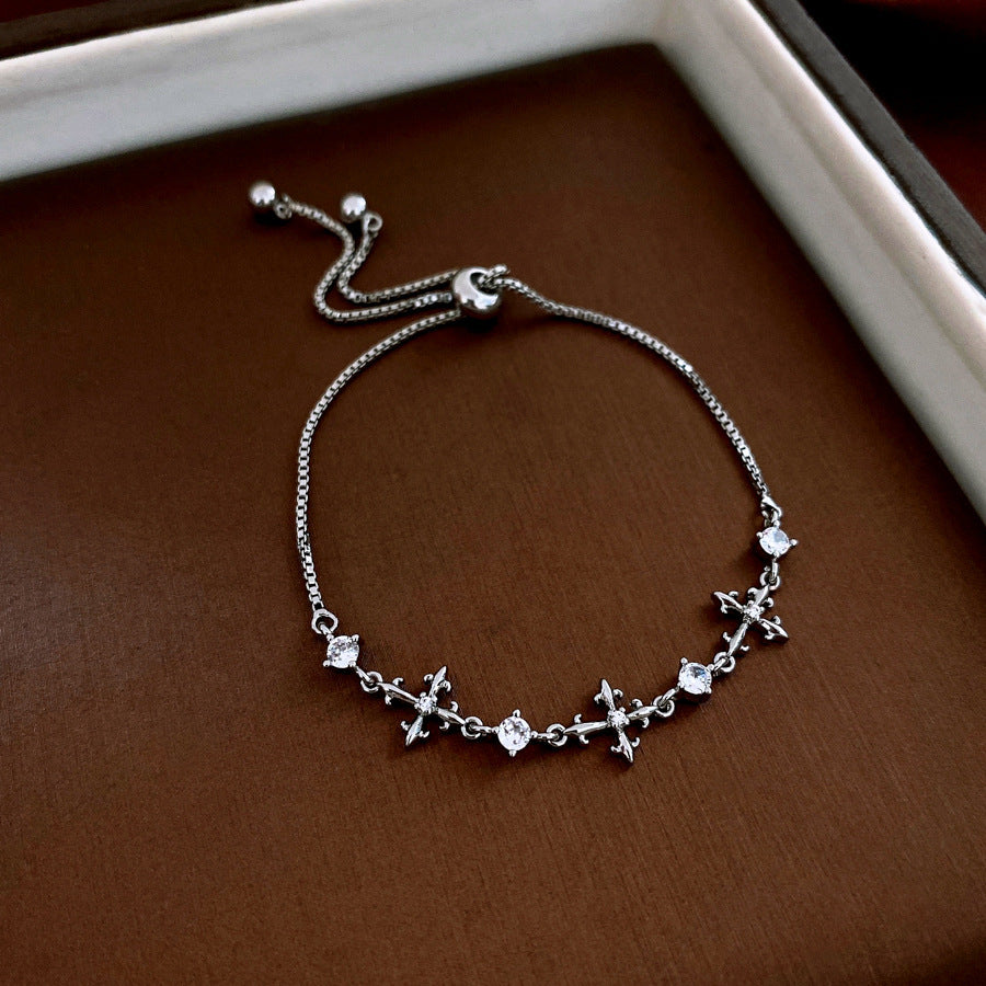 Luxury Elegant Geometric Floral Cubic Zirconia Inlay Bracelet for Women