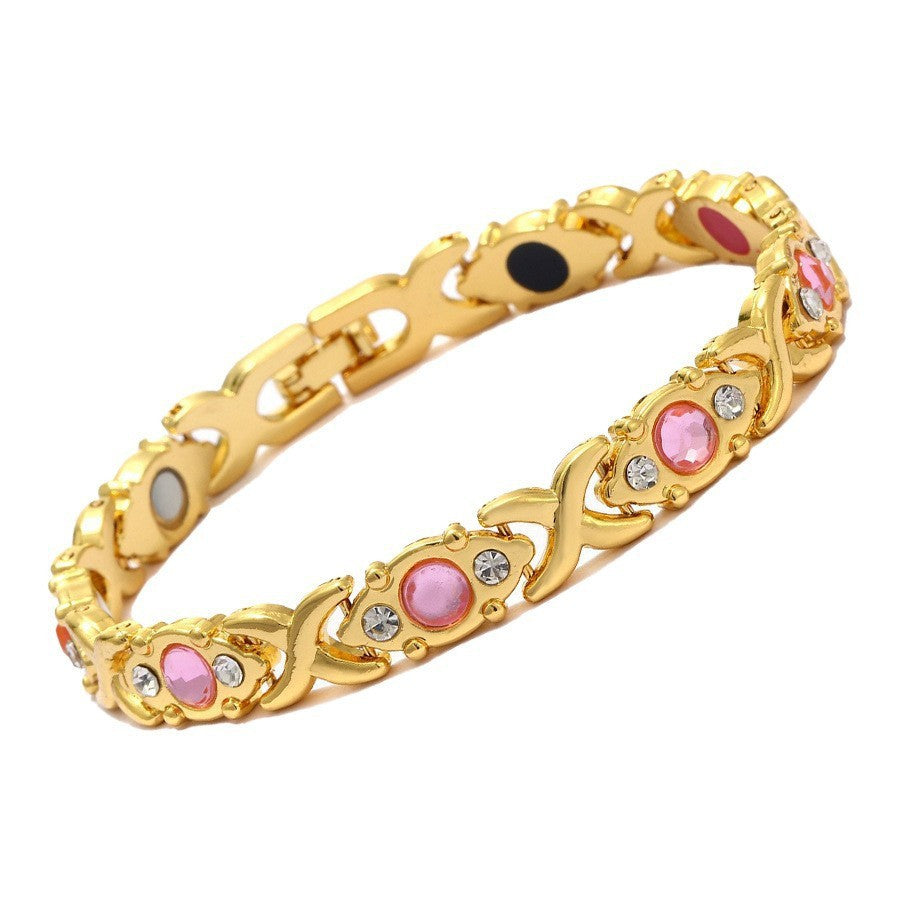 Bracciale Minimalista Magnetico Regolabile a Forma di Foglia in Lega di Zinco Placcato con Design Geometrico per Donna e Uomo
