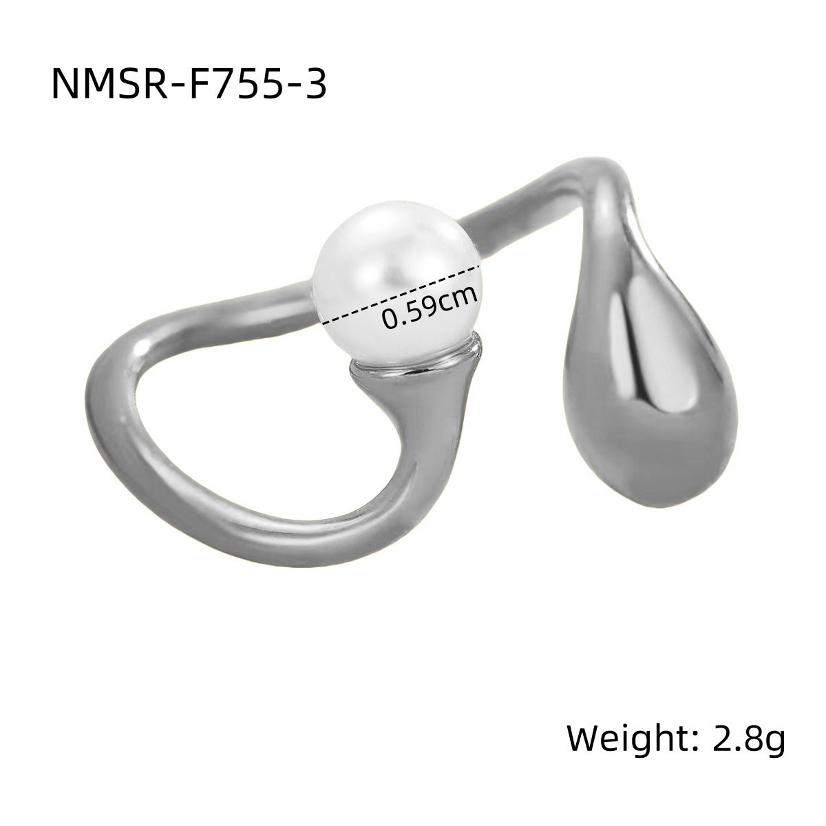 Anello geometrico minimalista in acciaio inossidabile con finitura perlescente da donna