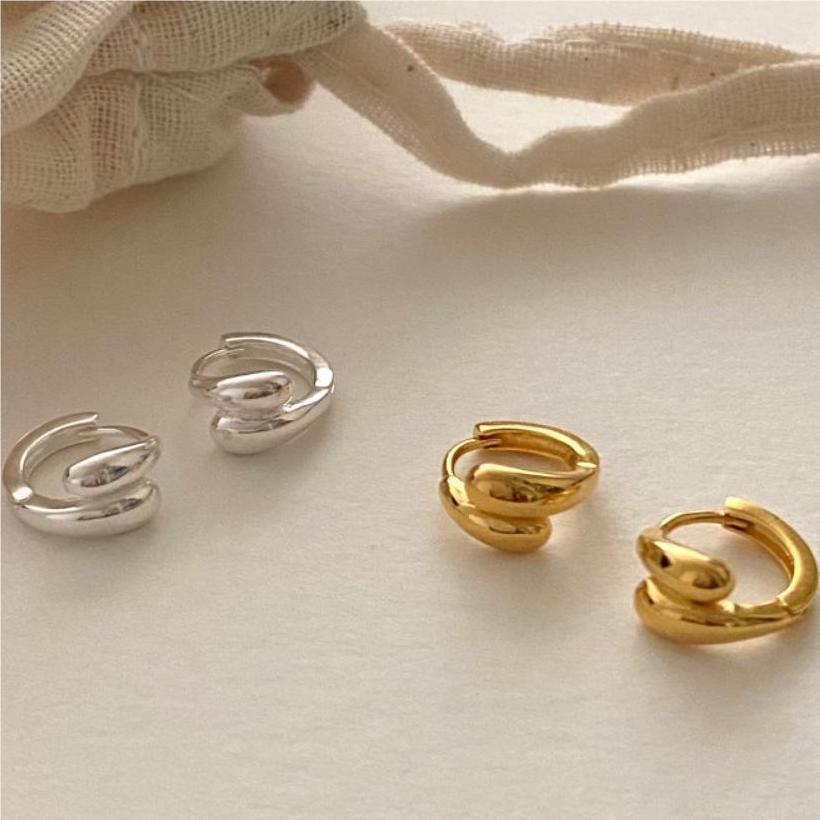 Minimalist Geometric Letter Stud Earrings in 925 Sterling Silver with Gold Plating for Women