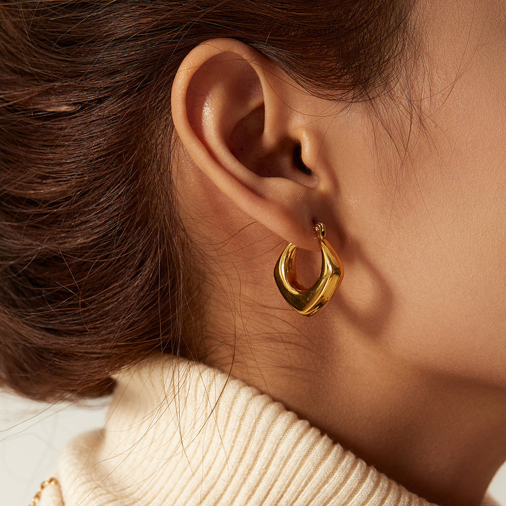 Orecchini a Cerchio Geometrici alla Moda per Donna Placcati Oro 18K in Acciaio Inossidabile Leggeri Ipoallergenici