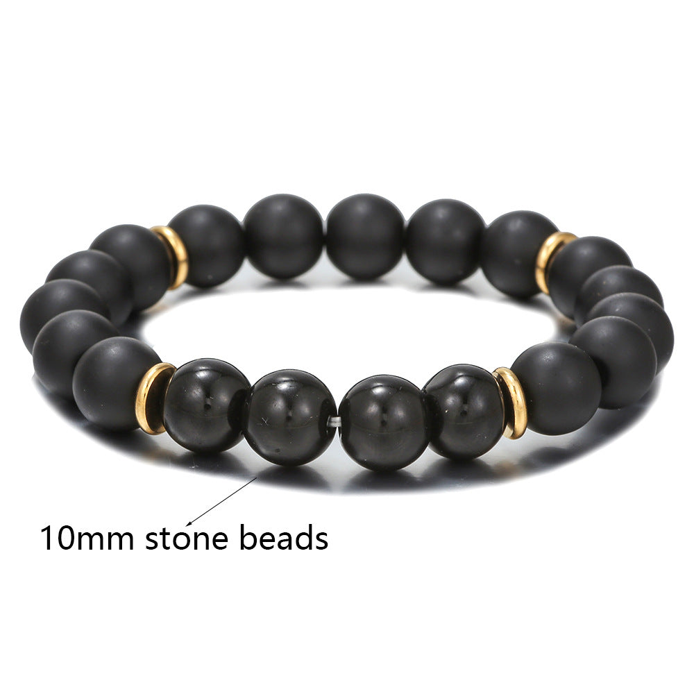 Exotic Ethnic Minimalist Black Agate Handmade Beaded Bracelet Unisex