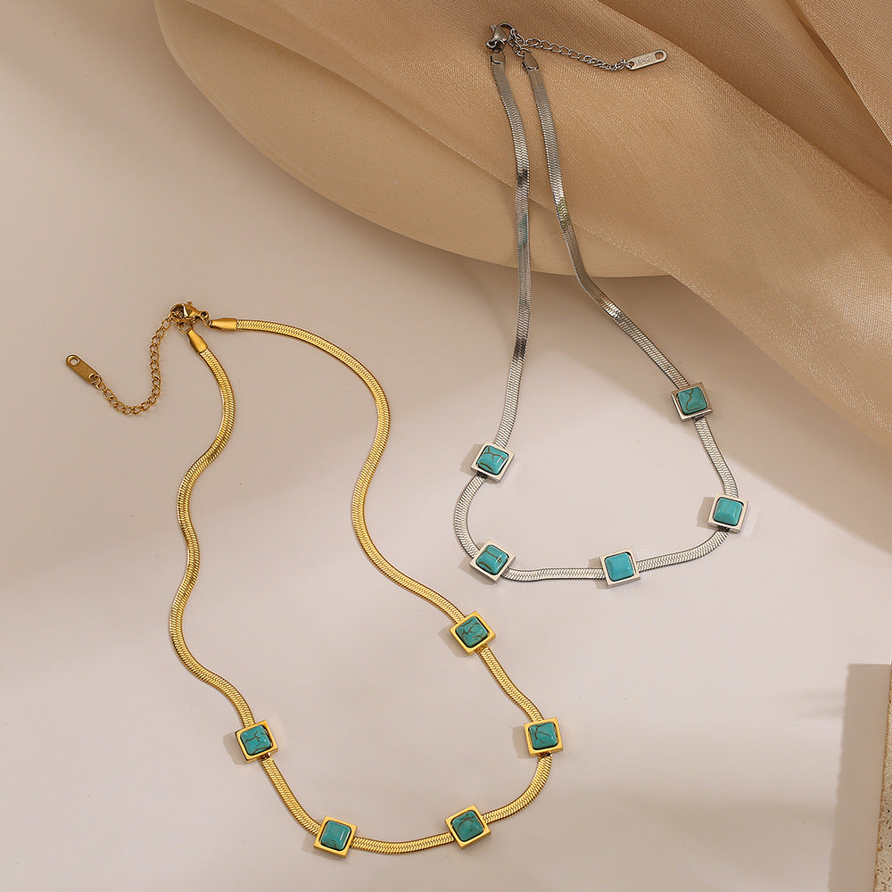 Bohemian Geometric Titanium Steel Necklace for Women with Minimalist Design and Clavicle-Friendly Chain