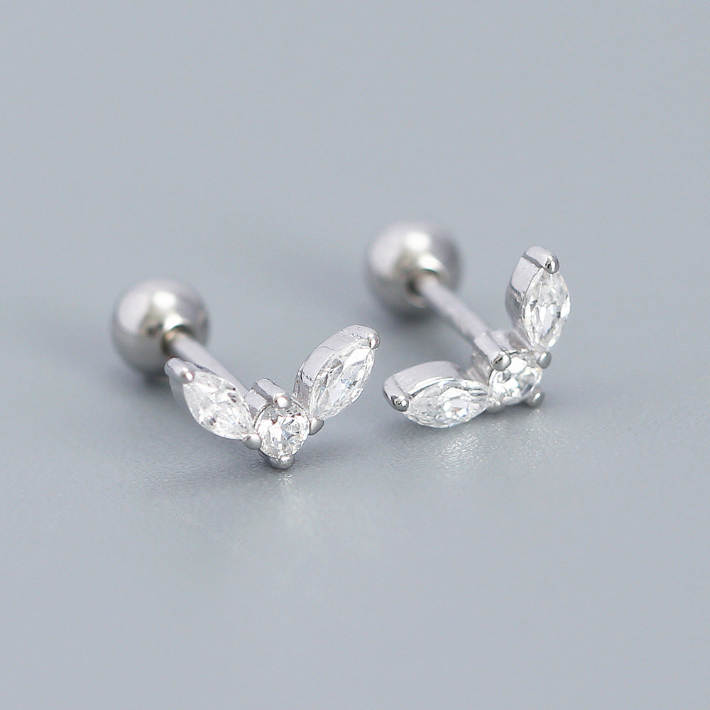 Eleganti Orecchini a Cerchio Geometrici da Lavoro in Argento Sterling 925 Placcato con Zirconi Cubici e Design a Linee Astratte