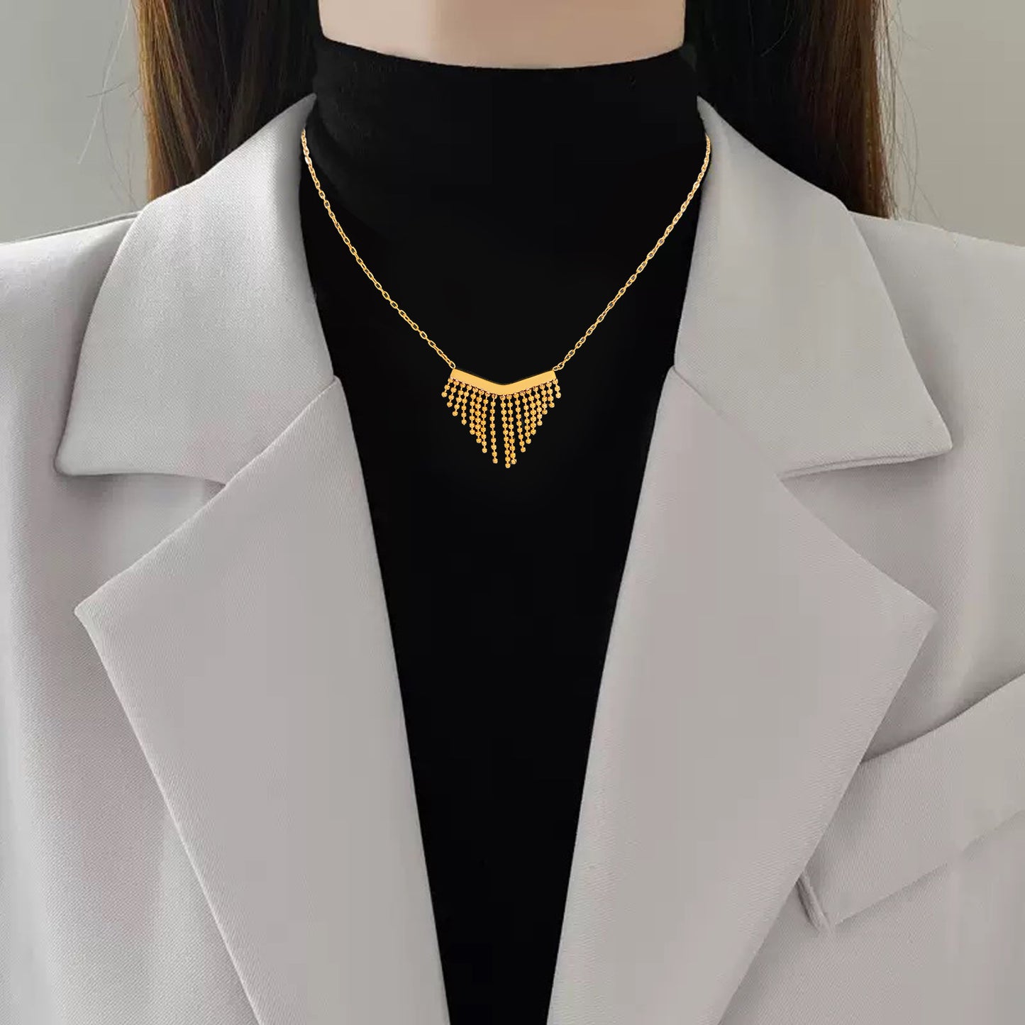 Bohemian Sweet Geometric Titanium Steel Plated Necklace with Brass Pendant for Unisex