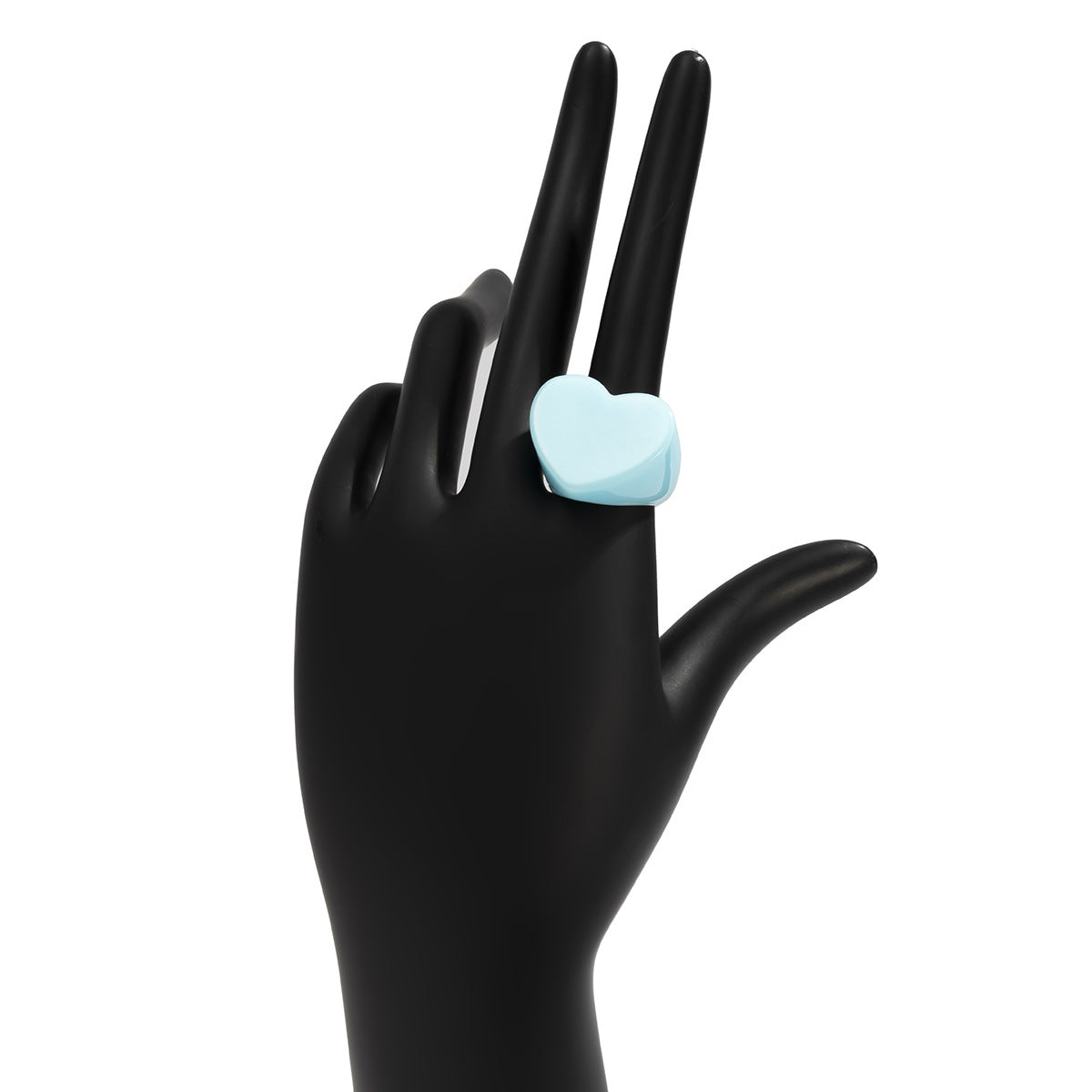 French Vintage Style Heart-Shaped Resin Ring for Women with Pastel Macaron Color and Artisanal Injection-Molded Finish