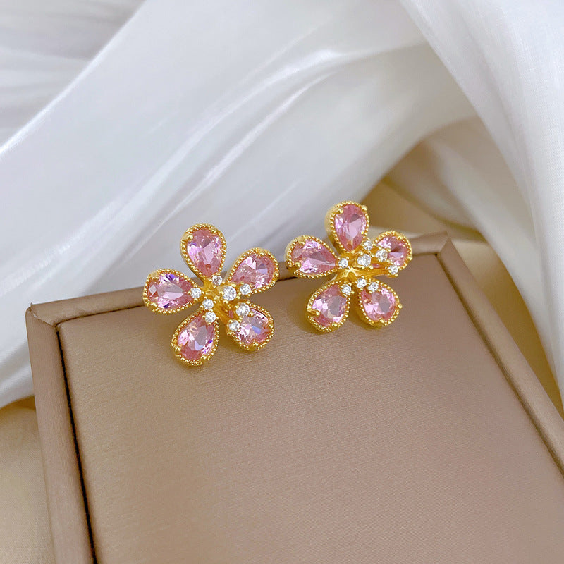 Set Collana e Orecchini da Donna a Fiori Geometrici in Acciaio al Titanio di Lusso