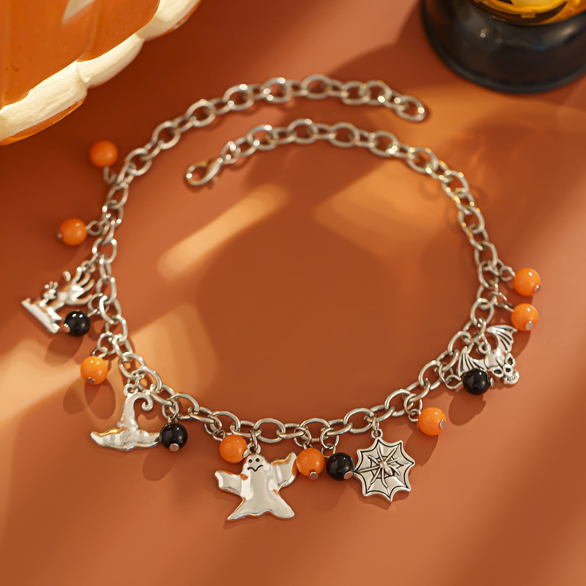 Pulsera de mujer con colgante de fantasma y calabaza estilo Hip Hop, de aleación con acabado chapado