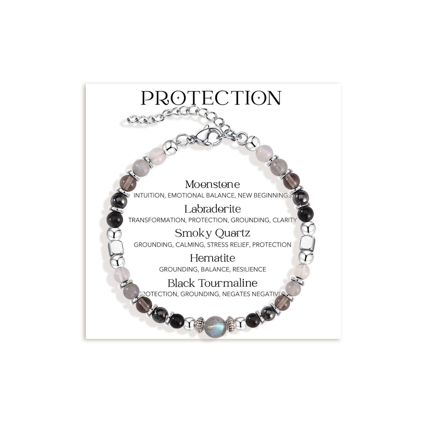 Fashion Natural Stone Evil Eye Heart Geometric Stainless Steel Bracelet Unisex Gift