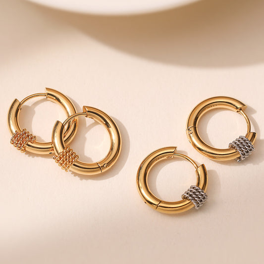Minimalist 18K Gold Plated Geometric Stainless Steel Hoop Earrings for Women