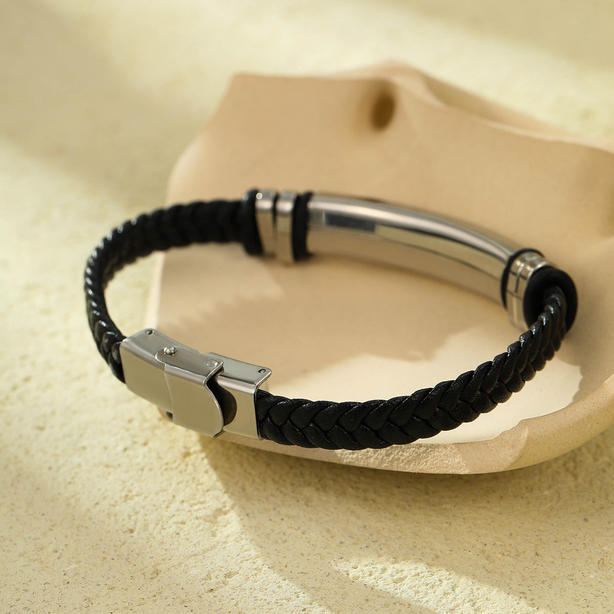 Fashion Stainless Steel Braided Bracelet with Engraving Option for Men and Women