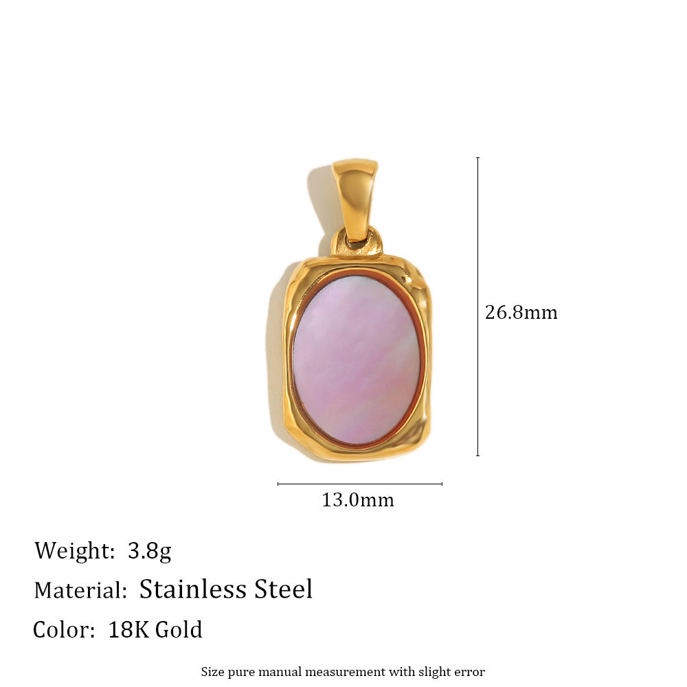 18K Gold Plated Stainless Steel Animal Bee Coin Shell Cubic Zirconia Pendant Charm Bar
