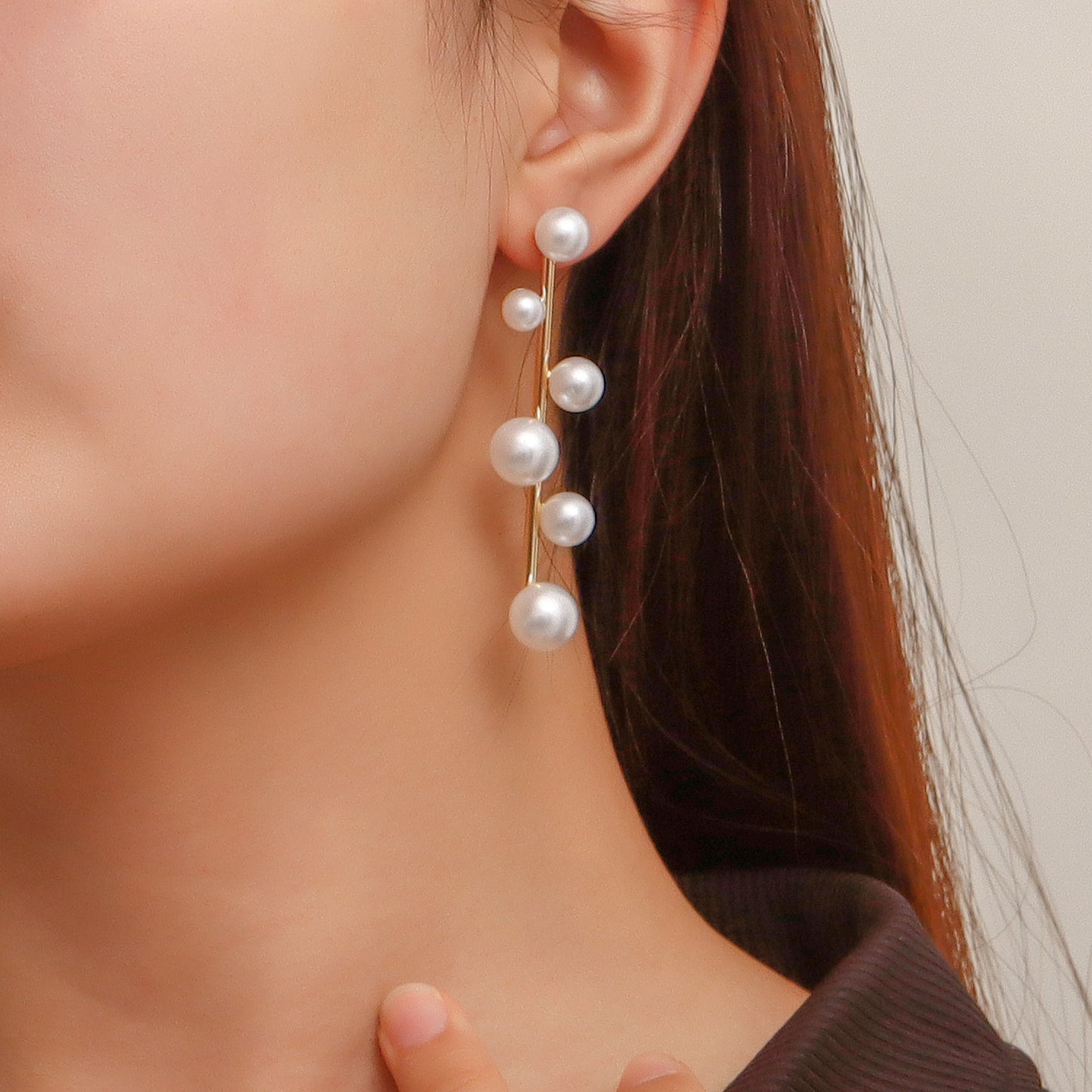 Minimalist Geometric Alloy Earrings with Plated Finish and Chain Tassel Detail