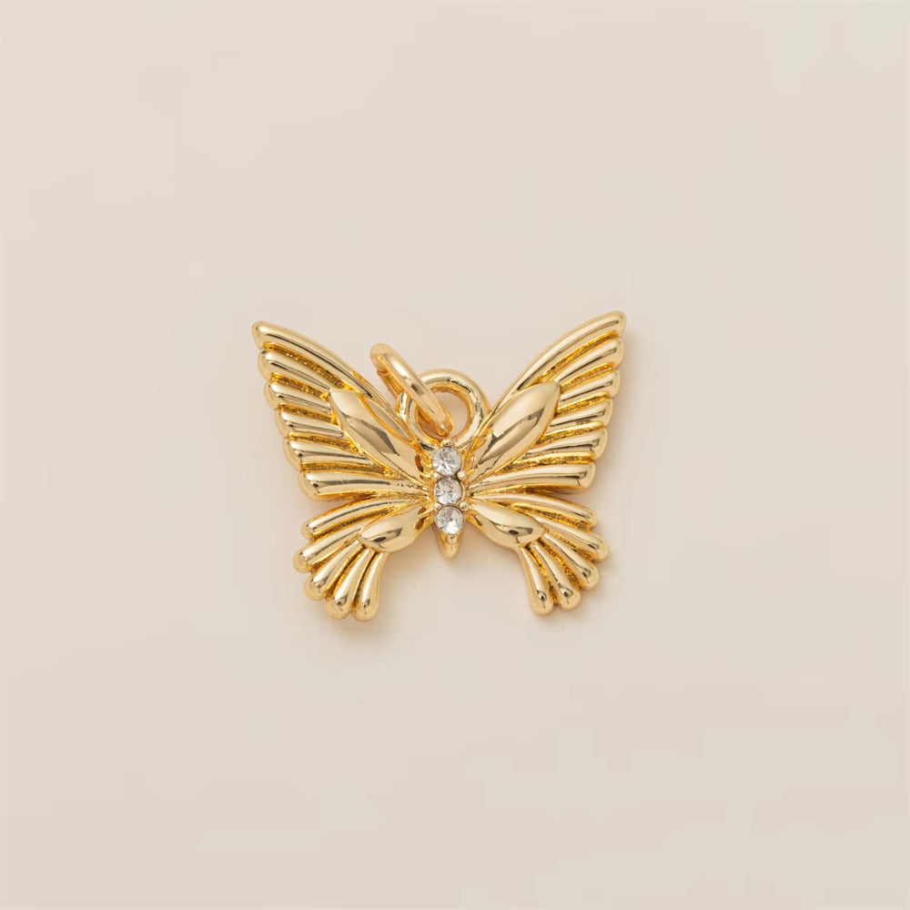 Minimalist Luxury 18K Gold Plated Brass Animal Pendant with Cubic Zirconia Charm Bar for Unisex