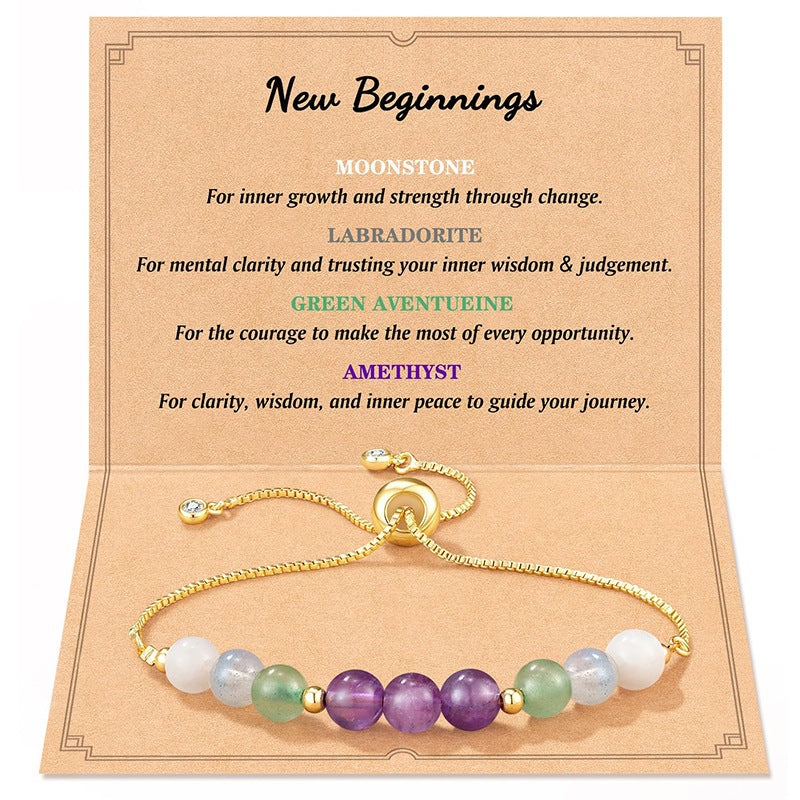 Elegant Natural Crystal Beaded Bracelet with Box Chain and Adjustable Clasp for Women
