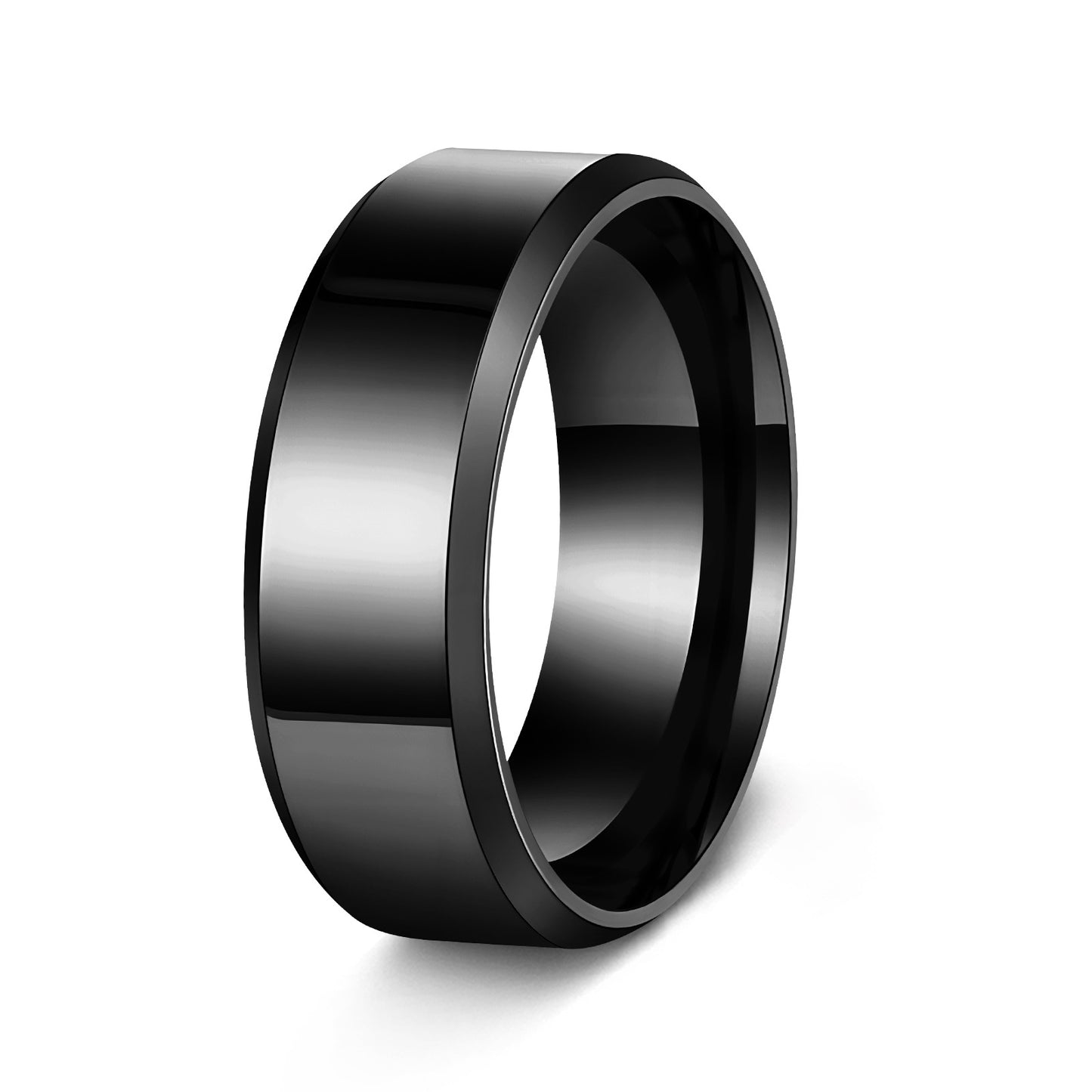 Minimalist 8MM Polished Plated Stainless Steel Ring Unisex Wedding Band