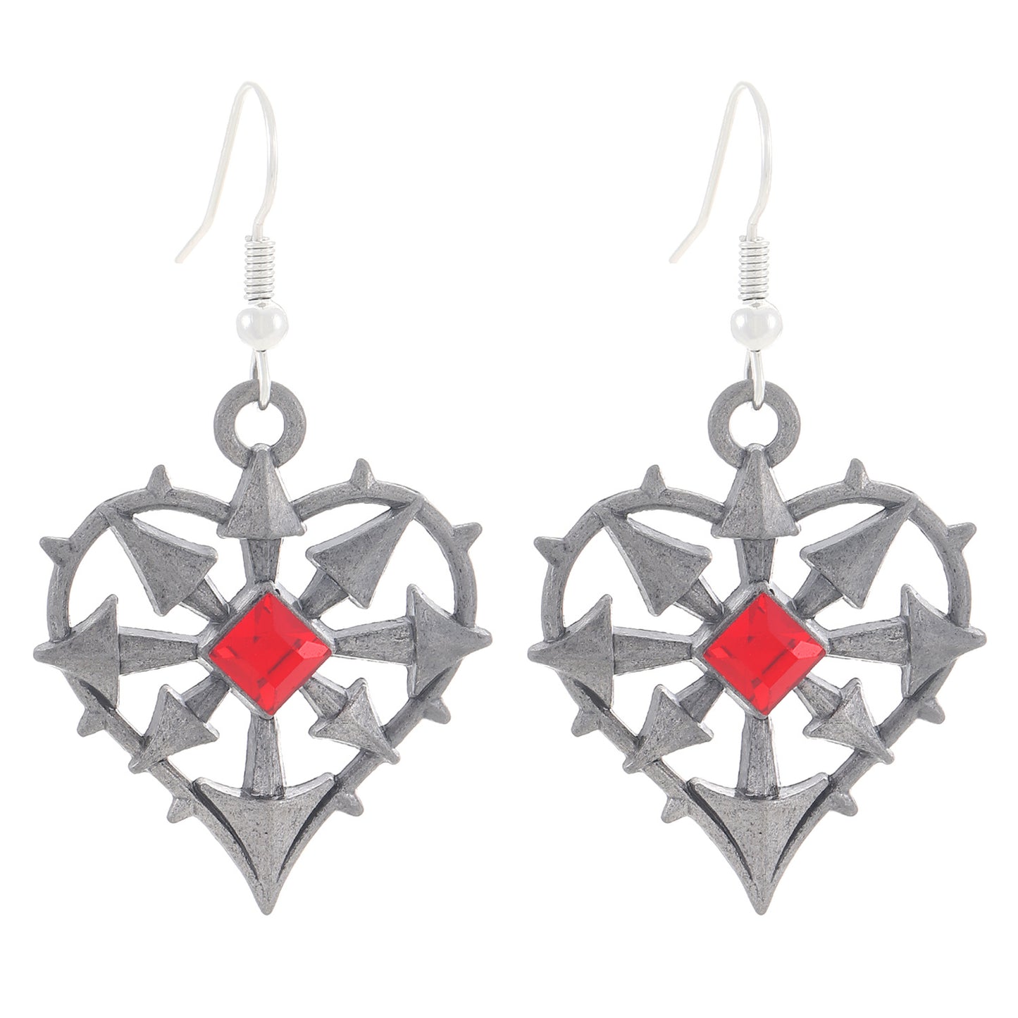 Collar con colgante de aleación con forma de corazón estilo gótico con baño de rodio para mujer