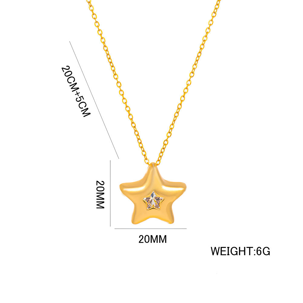 Collana con Ciondolo a Stella Geometrica Minimalista in Acciaio al Titanio Placcato Oro 18K da Donna