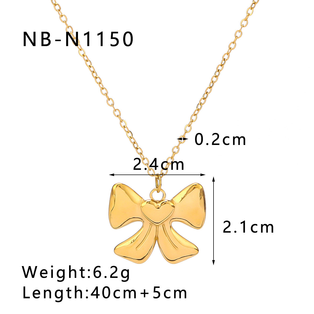 Collana da donna con ciondolo a fiocco geometrico in acciaio inossidabile placcato oro 18 carati, gioiello di moda ipoallergenico