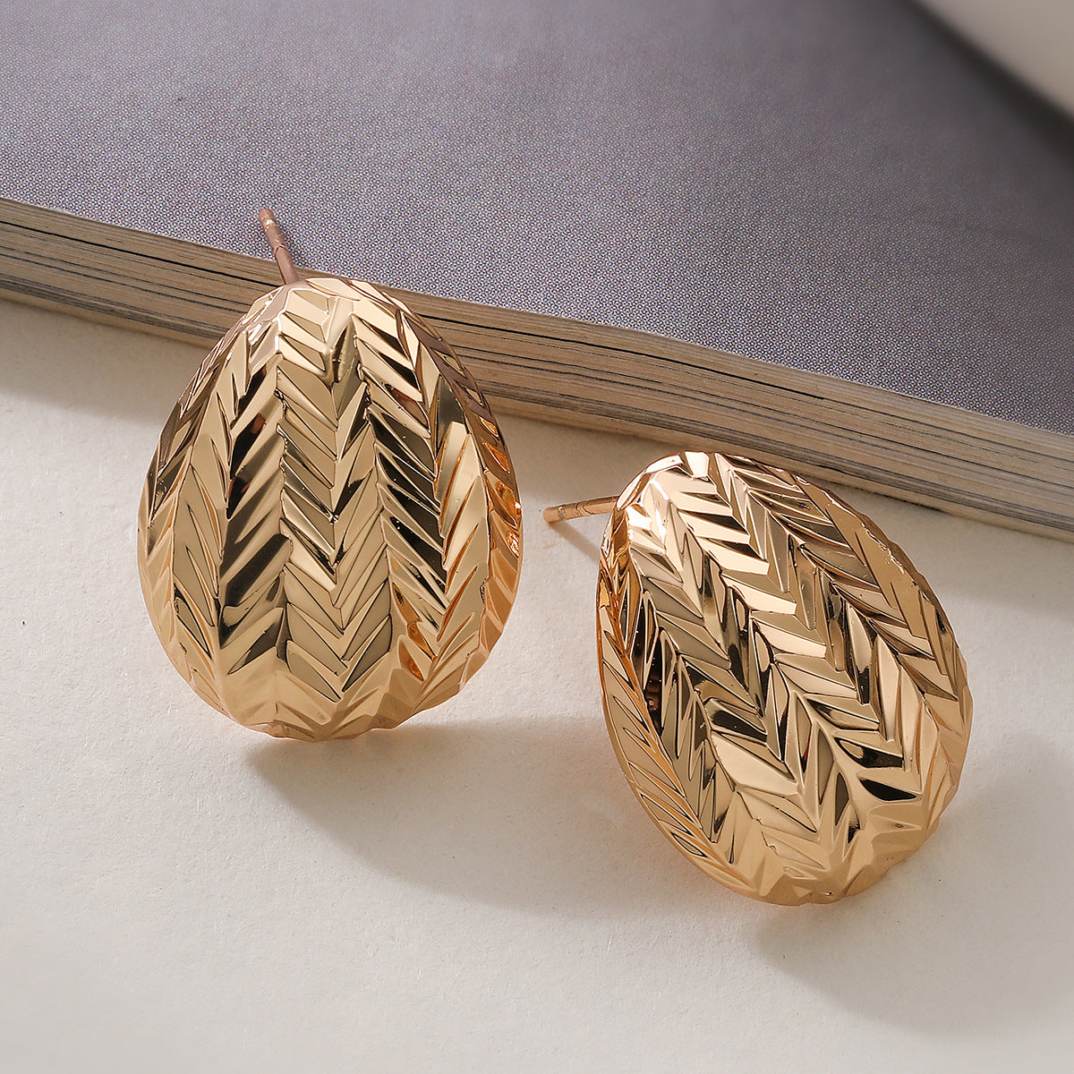 Vintage 18K Gold Plated Brass Geometric Teardrop Earrings for Women