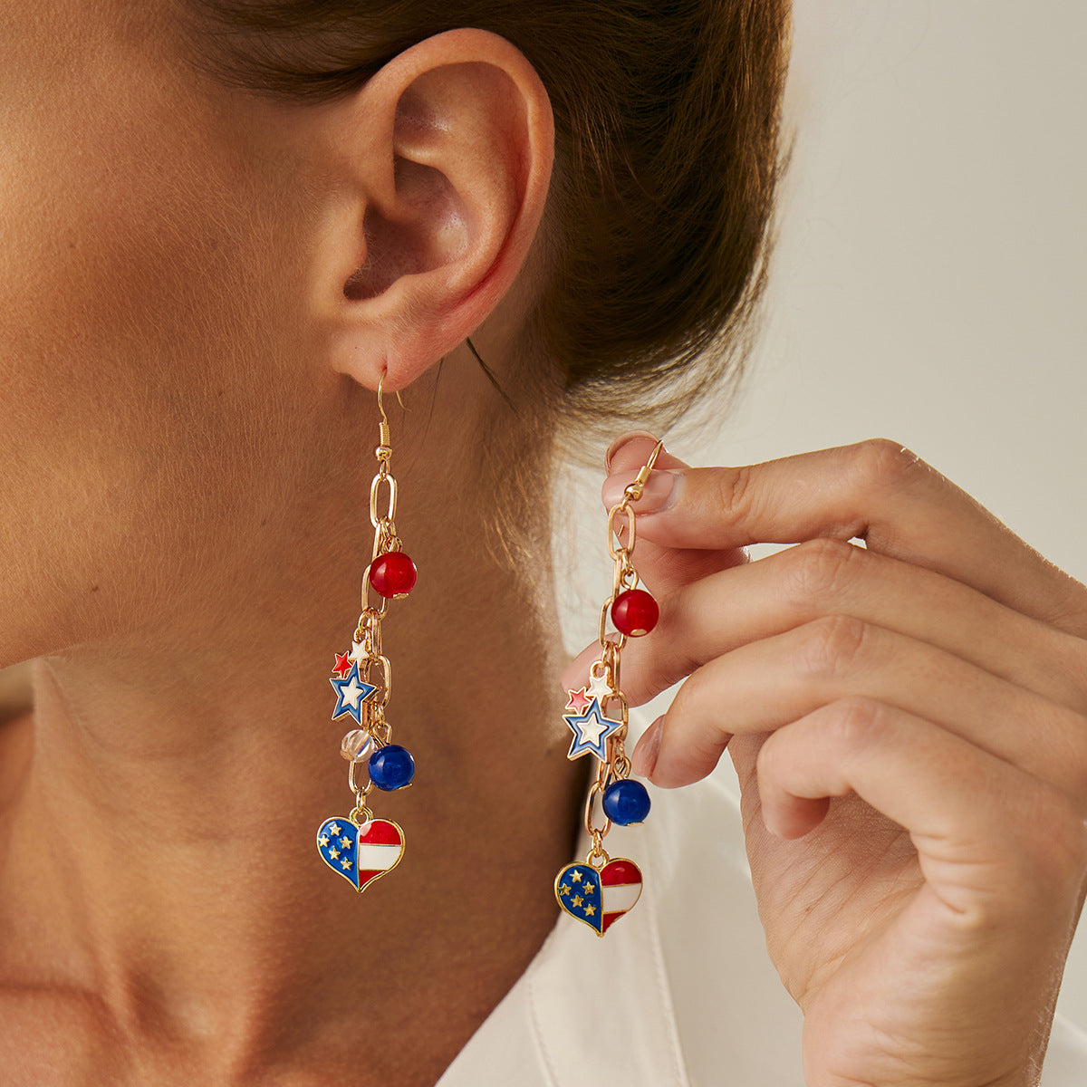 Collar minimalista con colgante de estrella y corazón con borlas en cadena a la clavícula de aleación galvanizada