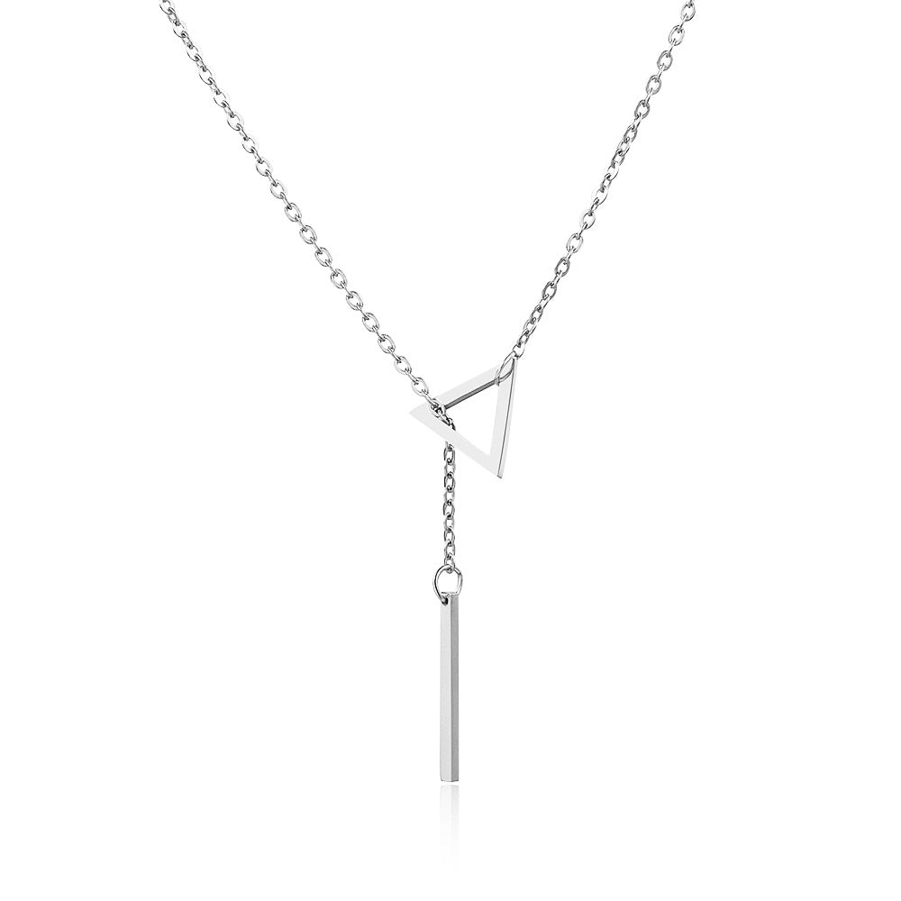 Casual Triangle Geometric Titanium Steel Plated Necklace with Alloy Pendant Cable Chain Unisex