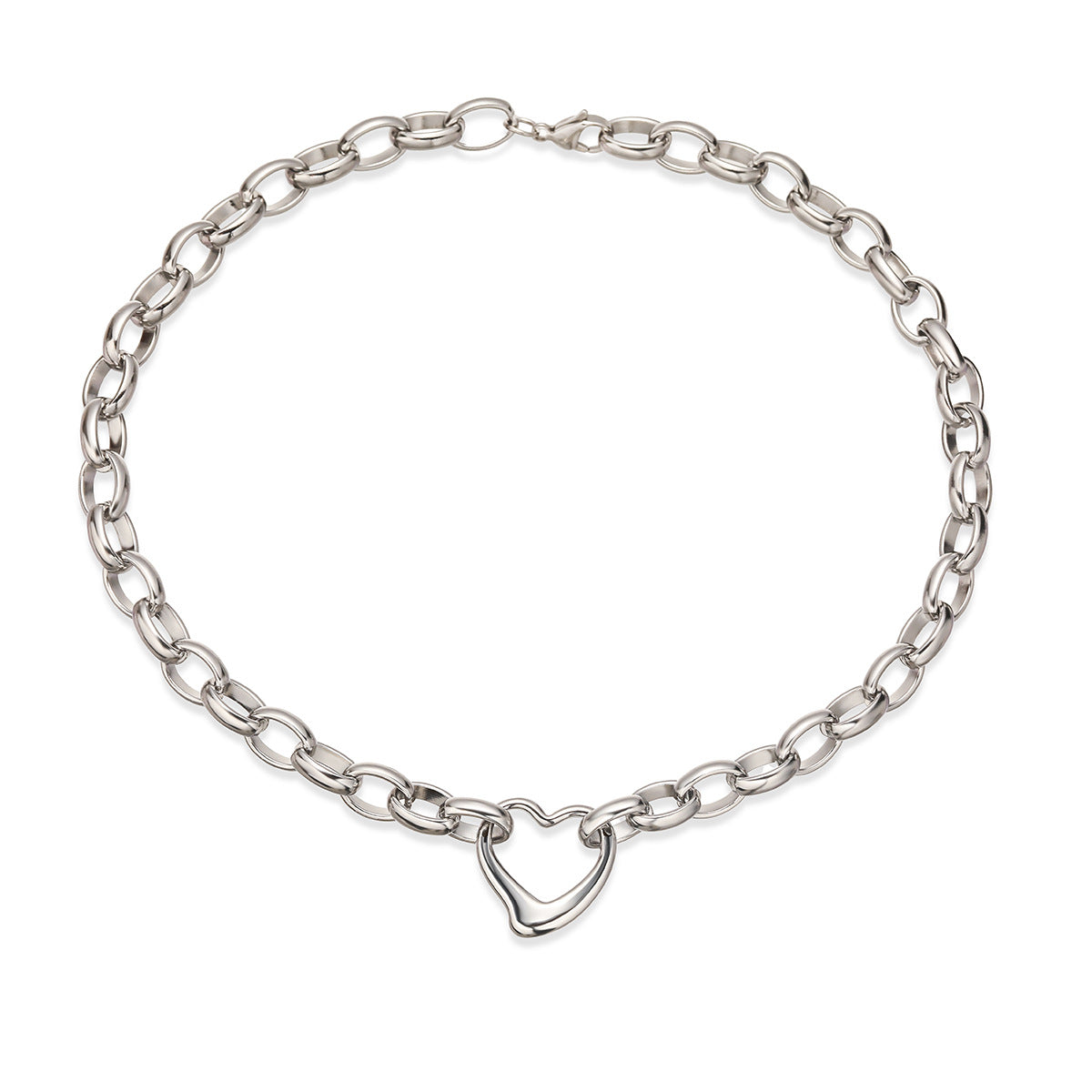 Minimalist Heart Geometric Stainless Steel PVD Pendant Necklace for Women