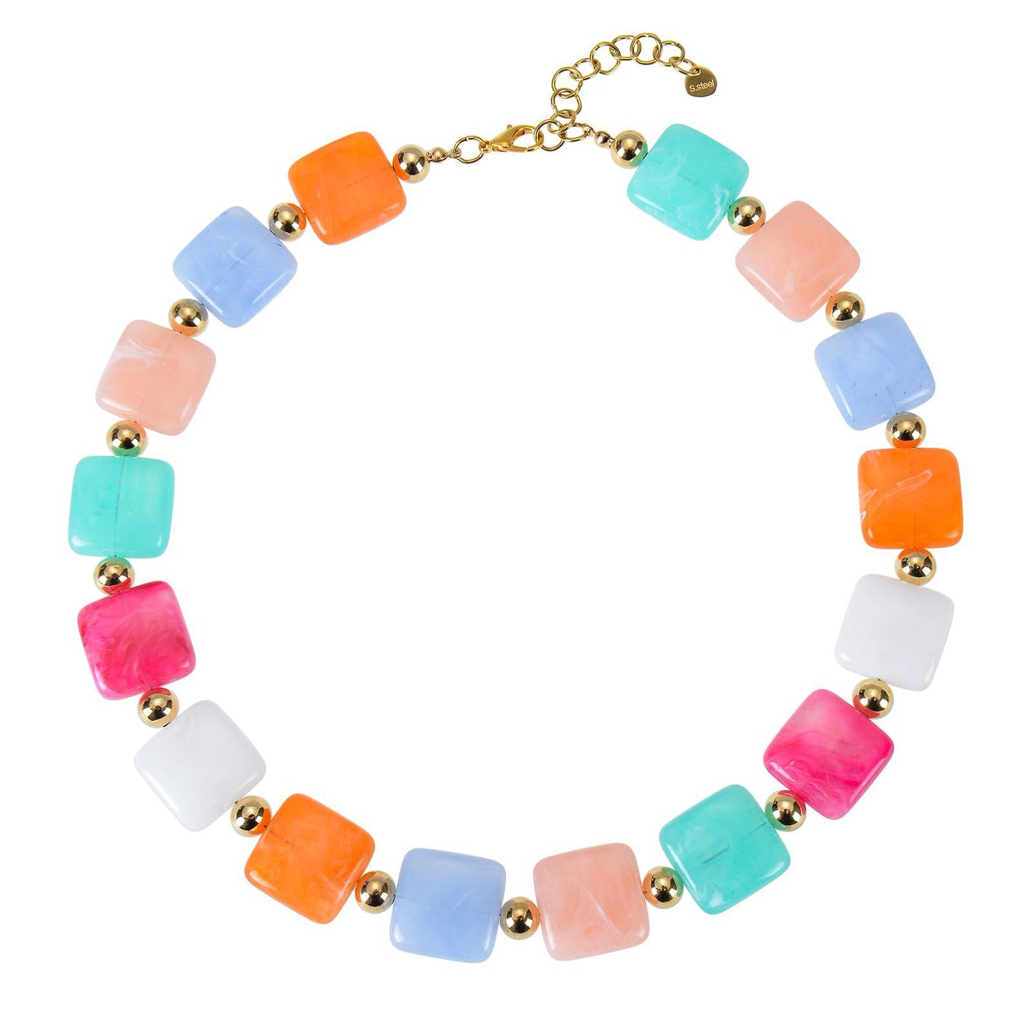 Casual Geometric Heart Resin Acrylic Pendant Necklace for Women