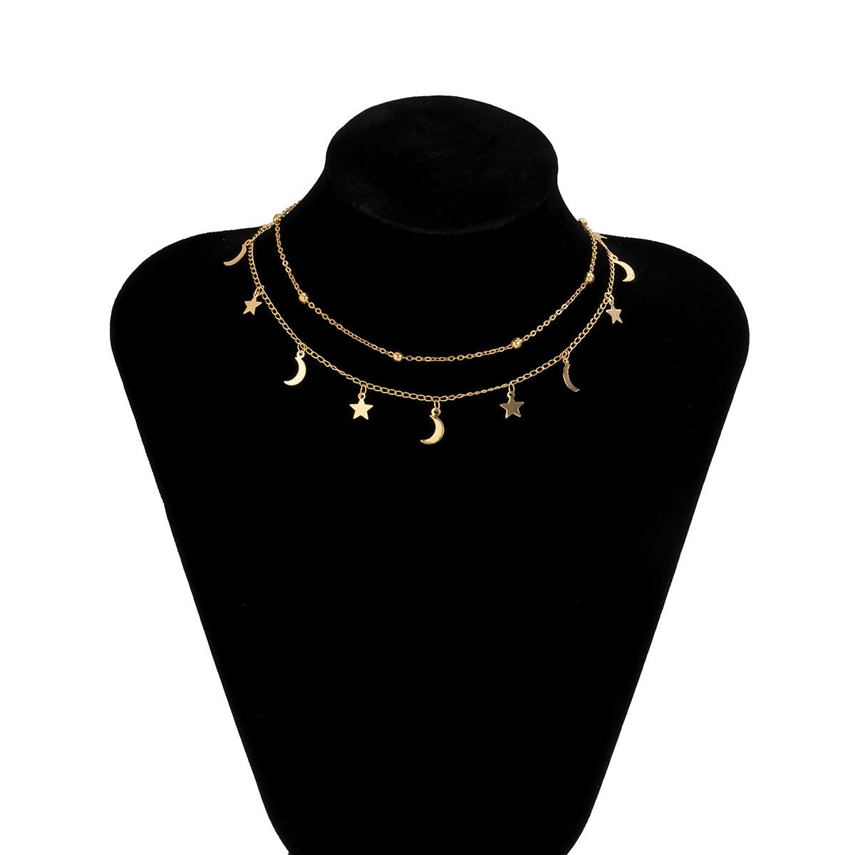 Minimalist Star and Moon Pendant Necklace with Tassel Detail on Delicate Ball Chain for Women