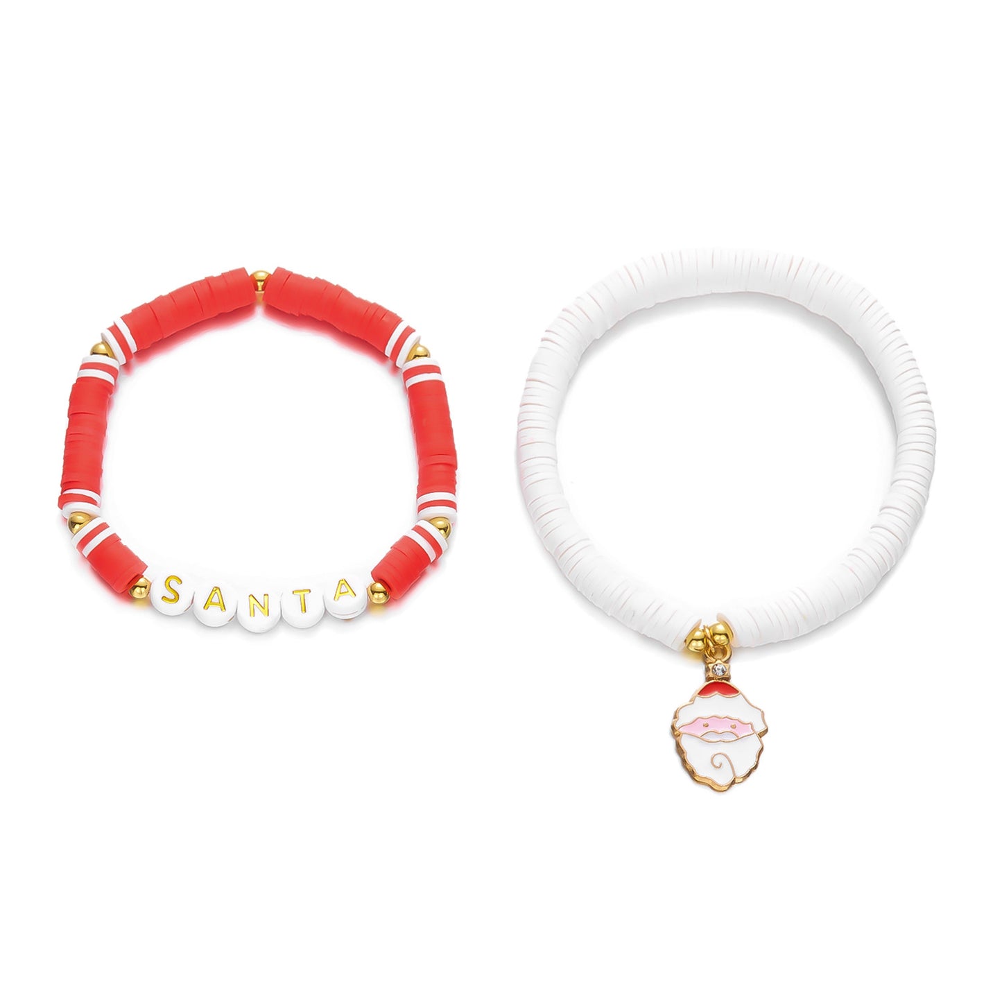 Christmas-Themed Handcrafted Alloy Bracelet Set with Snowflake Santa Tree Bell and Wreath Beads for Women