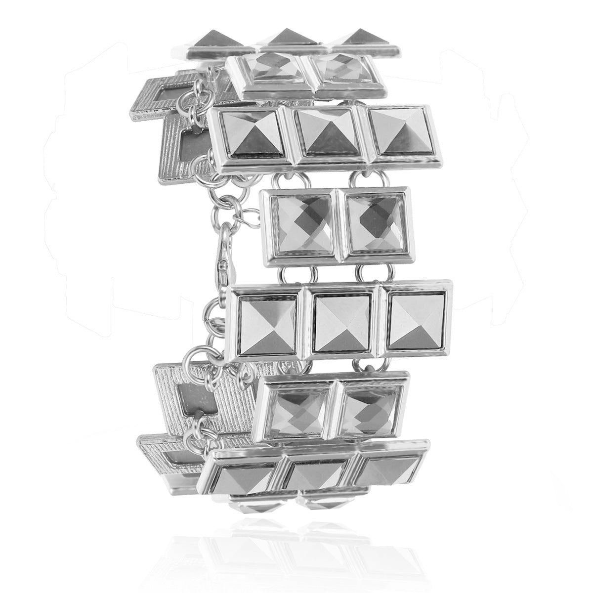 Hip-hop Geometric Alloy Plated Bracelet with Cubic Zirconia and Crystal for Unisex
