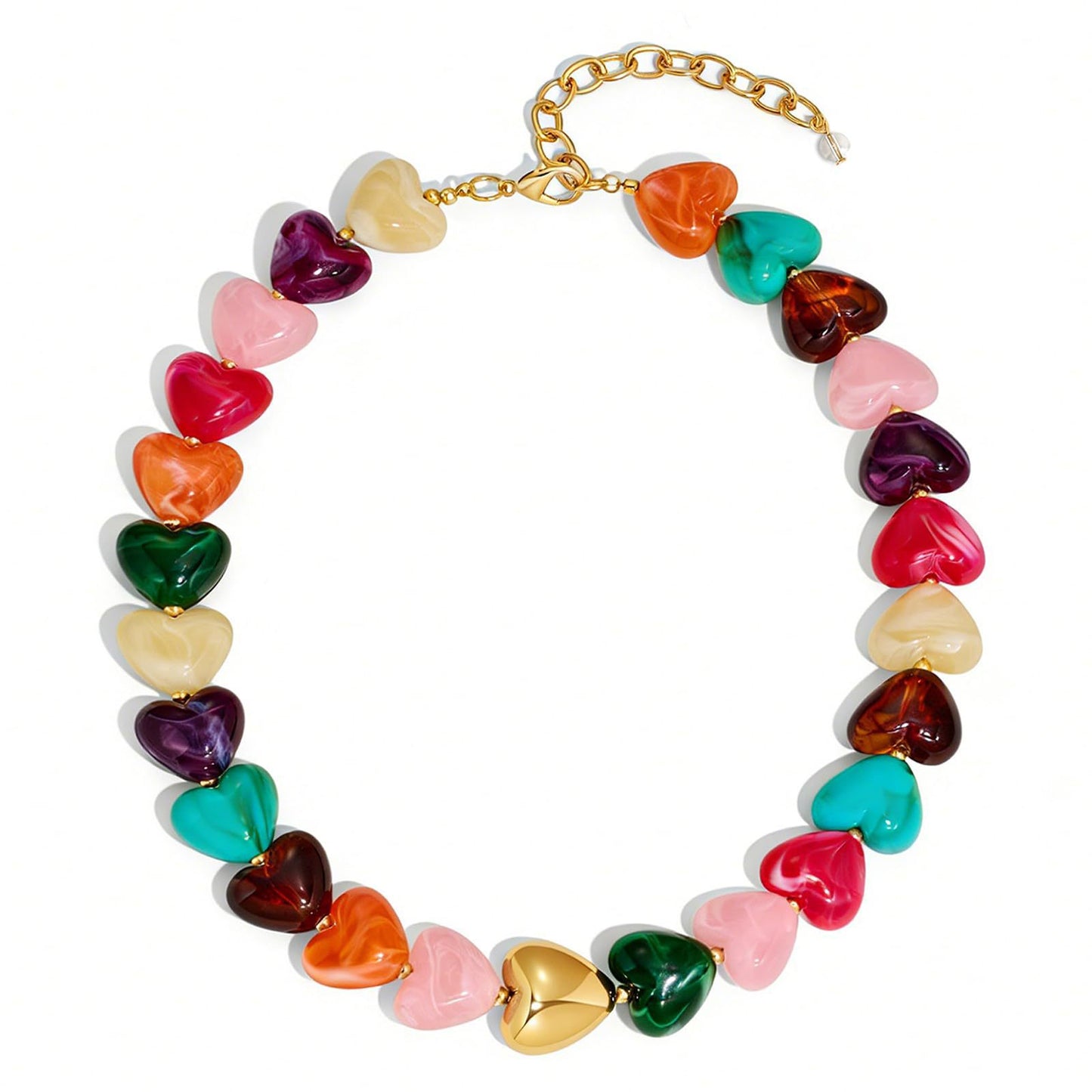 Bohemian Casual Heart Resin Acrylic Pendant Necklace for Women