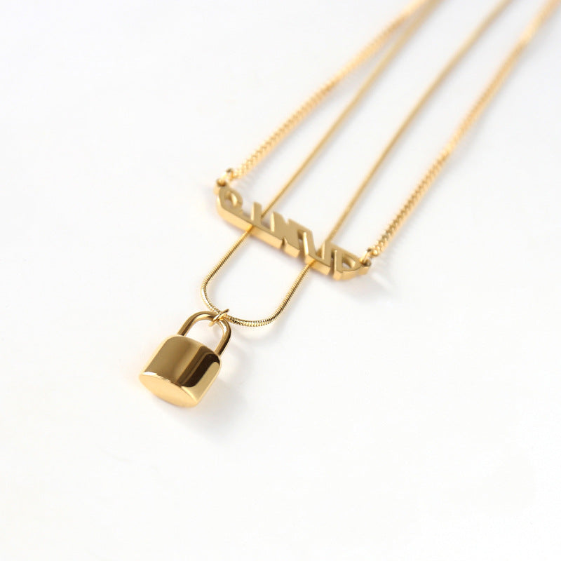 Minimalist Geometric Titanium Steel Snake Chain Necklace for Women with Vacuum Plating Finish Short Clavicle Layering Pendant