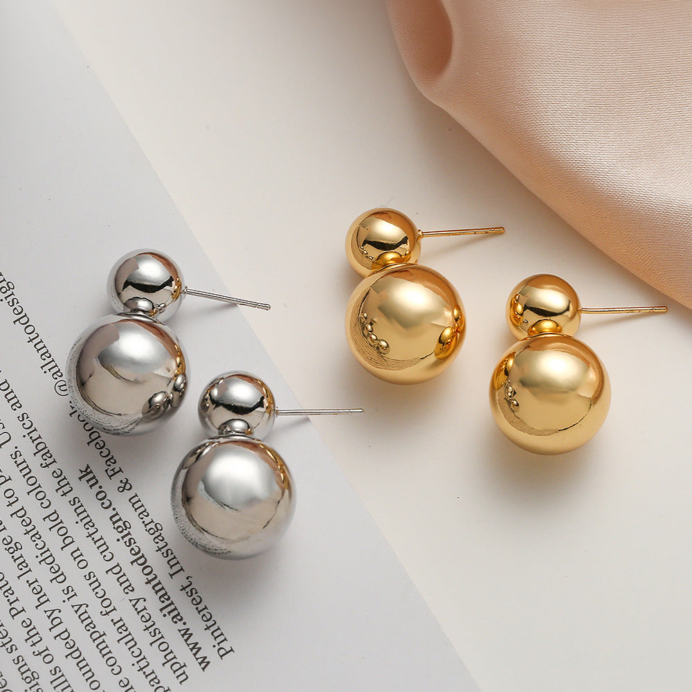 Orecchini a perno geometrici minimalisti in rame con placcatura in oro vero per donna, forma irregolare, gioielli di moda per tutti i giorni