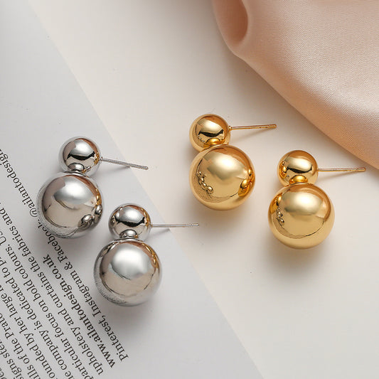Pendientes de tachuela de cobre con baño de oro auténtico, de forma geométrica minimalista e irregular, para mujer, joyería de moda para el día a día