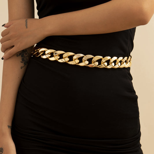 Hip Hop Style Geometric Hollow Waist Chain for Women with Lobster Clasp in Metal