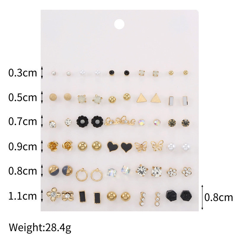 Fashion Geometric Butterfly Floral Micro-inlay Rhinestone Alloy Resin Pearl Earring Set for Women and Men