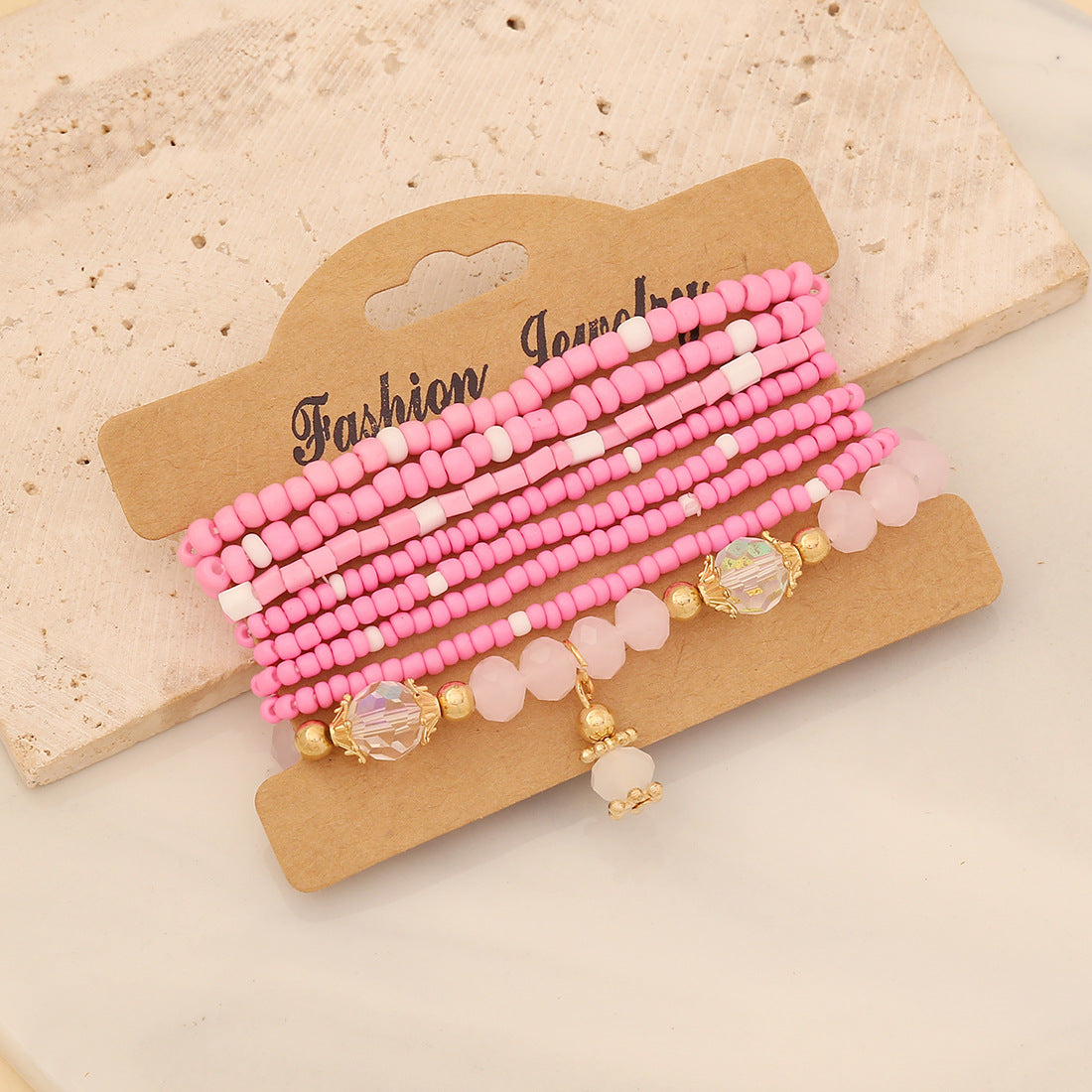 Bohemian Beaded Bracelet with Teardrop-Shaped Glass Beads for Women Handmade Fashion Jewelry
