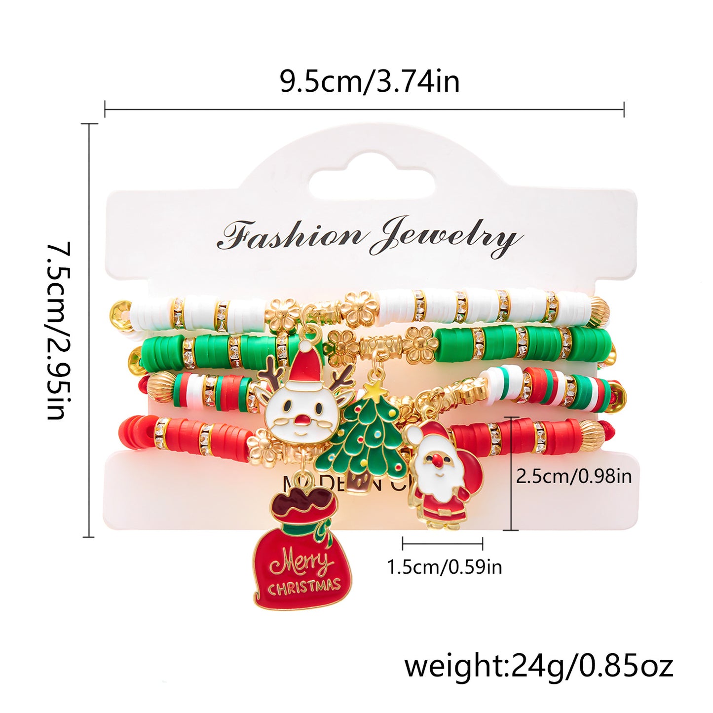 Handwoven Alloy Christmas Bracelet Set with Santa and Reindeer Charms for Women and Men, Festive Holiday Jewelry