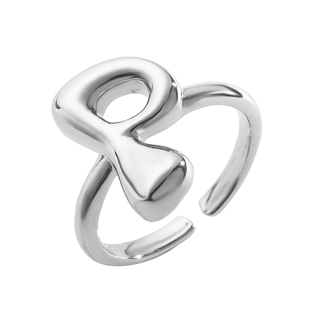 Minimalist Geometric Copper Ring with Real Gold Plating Featuring Alphabet Letters for Women