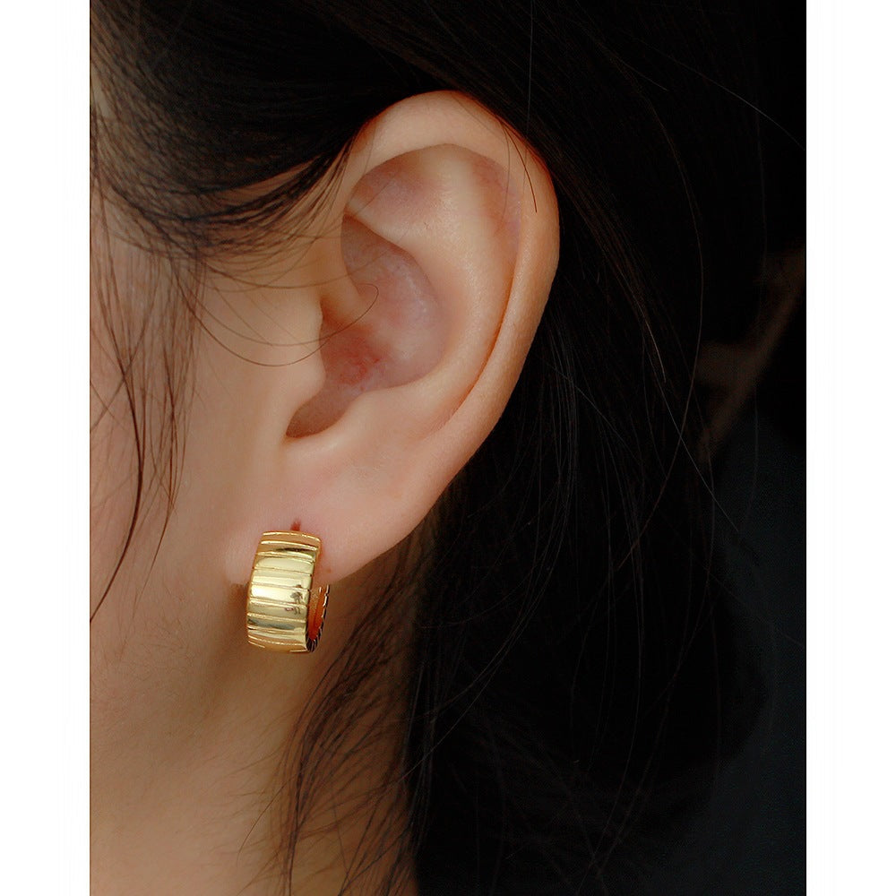 Orecchini a Cerchio Geometrici Minimalisti da Donna in Argento Sterling 925 con Finitura Galvanizzata
